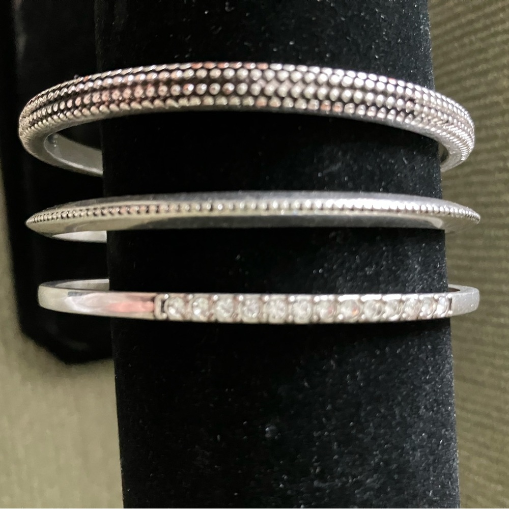 Chico’s 3-piece silver tone bangle bracelets by Chico